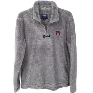 Lauren James Collegiate Auburn Linden Sherpa Gray Half Zip Pullover - Sz S